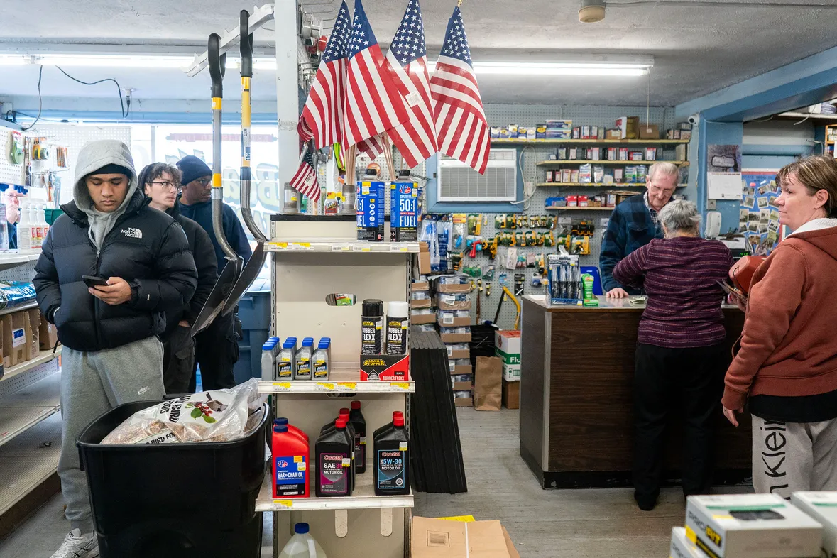 Customers getting help at the Beach's Hardware counter